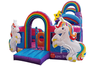 Çocuklar Unicorn Bouncy Castle Ile Su Kaydırağı Prenses Pembe Dev Atlama Gökkuşağı şişme Su Sıçrama Evleri