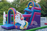 Çocuklar Unicorn Bouncy Castle Ile Su Kaydırağı Prenses Pembe Dev Atlama Gökkuşağı şişme Su Sıçrama Evleri