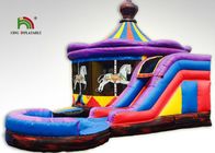 8x6m Mor Carousel Şişme Eğlenceli Ticari Sıçrama Evleri Çocuklar İçin Slayt
