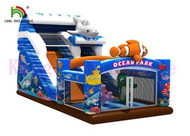 CE Onaylı Blower ile Dijital Baskı Canlı Ocean Park Tema PVC Şişme Kuru Slayt