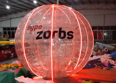 LED Işık N Logo ile Kırmızı Shinning 1.0MM PVC / TPU Şişme Kabarcık Topu