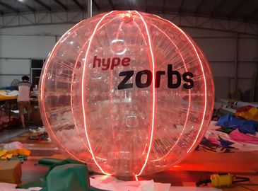 LED Işık N Logo ile Kırmızı Shinning 1.0MM PVC / TPU Şişme Kabarcık Topu