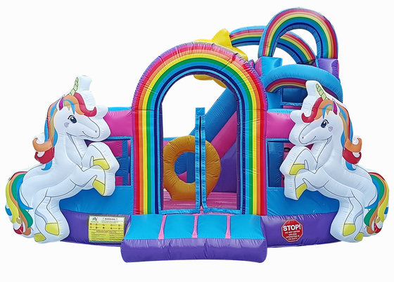 13ftx13ftx11.5ft Gökkuşağı Unicorn Yaşam Dolu Kaleler Sıçrama Evi