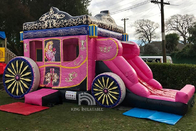 Çocuklar Parti Prenses Arabası Slaytlı Sıçrama Evi Kızlar İçin Ticari Şişme Bouncer Kalesi