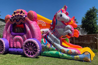 Çocuklar Parti Prenses Arabası Slaytlı Sıçrama Evi Kızlar İçin Ticari Şişme Bouncer Kalesi