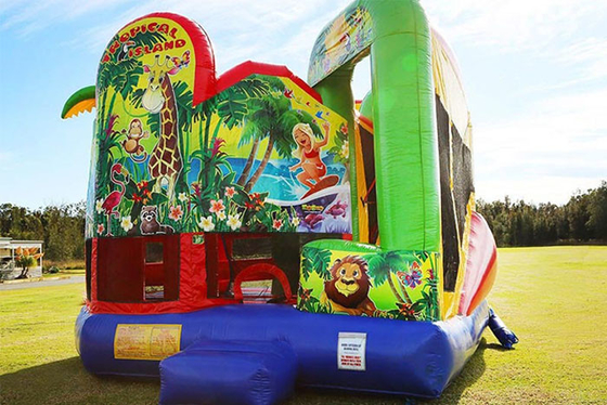Şişme Juming Castle Combo Outdoor Kiralama Kaydırmalı Şişme Bouncy Castle