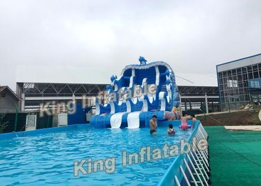 Slide Plato PVC ile Mavi Yunus Destek Havzası Şişme Su Parkları