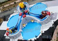 0.9 mm PVC Bear Haunt Şişme Su Parkı 3 Dış Mekan İçin Üç Havuzlu