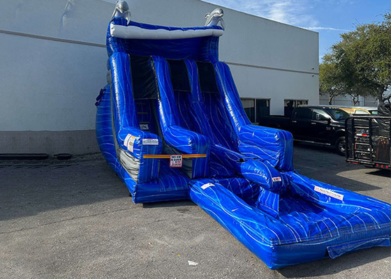 Blow Up Eğlence Parkı Su Kaydırakları 0.55mm PVC Bahçe Şişme Su Kaydırağı