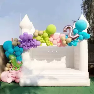 Ticari Beyaz Şişme Bouncer Castle Jumping Şişme Düğün Bounce House