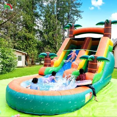 Ticari Kuru ve Islak Su Kaydırmaları Şişme Tropikal Fiesta Breeze Çocuklar Havuzlu Şişme Su Kaydırmaları