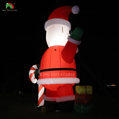 Parlak şişme Noel Baba Ornmanı 33ft Karikatür Dev Noel Bahçe Partisi Dekoru için LED Işıkları ile