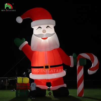 Parlak şişme Noel Baba Ornmanı 33ft Karikatür Dev Noel Bahçe Partisi Dekoru için LED Işıkları ile