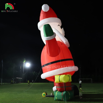 Parlak şişme Noel Baba Ornmanı 33ft Karikatür Dev Noel Bahçe Partisi Dekoru için LED Işıkları ile