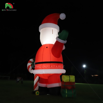 Parlak şişme Noel Baba Ornmanı 33ft Karikatür Dev Noel Bahçe Partisi Dekoru için LED Işıkları ile