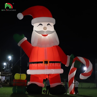 Parlak şişme Noel Baba Ornmanı 33ft Karikatür Dev Noel Bahçe Partisi Dekoru için LED Işıkları ile