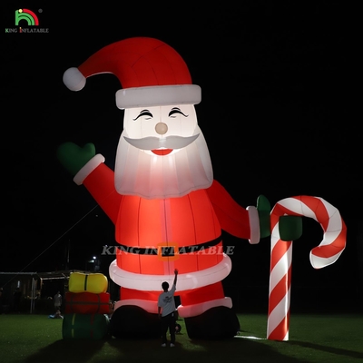 Parlak şişme Noel Baba Ornmanı 33ft Karikatür Dev Noel Bahçe Partisi Dekoru için LED Işıkları ile