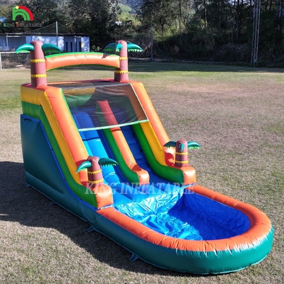 21x9x12FT Ticari Kaliteli PVC sıçrama evi şişme su kaydırmaları sıçrama ile tropikal kaydırma