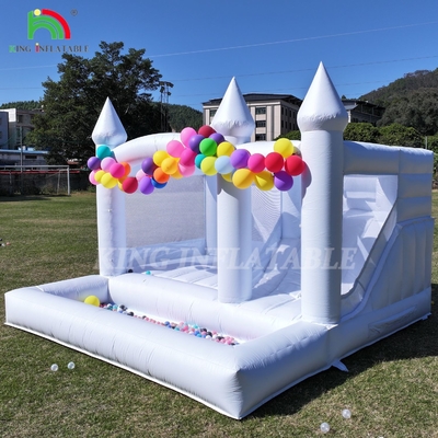 13x13x10ft ticari beyaz sıçrama evi büyük sıçrama sıçrama şişme kale çocuklar için yetişkinler kaydırma ve top çukuru ile