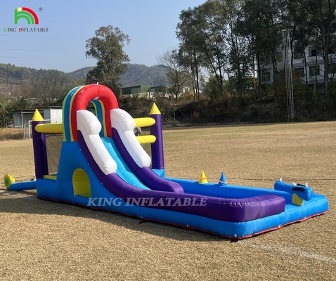 Slide ile şişme sıçrama evi Duvara tırmanma engelleri Trampolin topu havuz