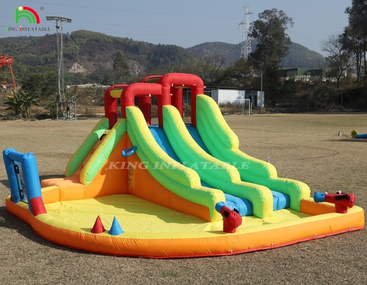 Şişme Çöpçatan Kombo Çöpçatan Ev Çift Şeritli Şişme Su Kaydırması Su Havuzuyla Trampolin Atış Ağ Kürsü tırmanış