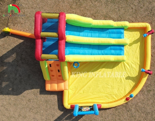 Şişme Çöpçatan Kombo Çöpçatan Ev Çift Şeritli Şişme Su Kaydırması Su Havuzuyla Trampolin Atış Ağ Kürsü tırmanış