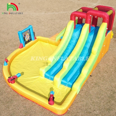 Şişme Çöpçatan Kombo Çöpçatan Ev Çift Şeritli Şişme Su Kaydırması Su Havuzuyla Trampolin Atış Ağ Kürsü tırmanış