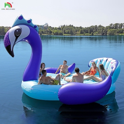 6 kişilik şişme Tavus kuşu Su Dağı Deniz Gölü Havuzu Yüzme Su Oyuncağı Dev Tek boynuzlu Flamingo Su Partisi için şişme yüzen yatak