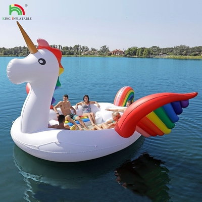 6 kişilik şişme Tavus kuşu Su Dağı Deniz Gölü Havuzu Yüzme Su Oyuncağı Dev Tek boynuzlu Flamingo Su Partisi için şişme yüzen yatak