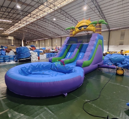 Ticari Su Kaydırma Sınıfı Tam PVC Çift Çizgi Hava geçirmez Splash Su Havuzu ile Şişme Su Kaydırma