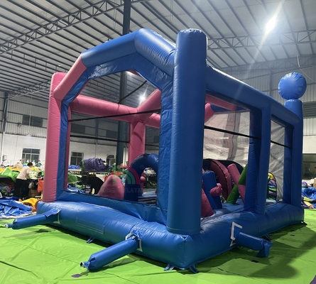 Ticari şişme sıçrama evi kale kombinasyonu şişme sıçrama atlama kalesi engelli trampolinle