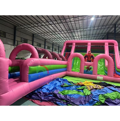 Ticari kalite PVC Örümcek Adam Su Kaydırması Şişme Atlama Evi Kombo Engelleme Kursu Kaydırma Şişme Su Kaydırması