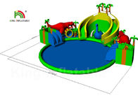 20 * 8m Red Dinosaur Jungle Round Inflatable Water Parks For Rent / Blow Up Water Pool