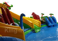 20 * 8m Red Dinosaur Jungle Round Inflatable Water Parks For Rent / Blow Up Water Pool
