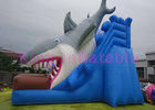 EN14960 Çocuklar İçin Şişme Kuru Slayt, Mavi Çift Dikişli Şişme Köpekbalığı Slayt