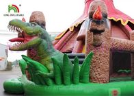 Antik Çağ Renkli Dinozor Şişme Atlama Şatosu, Kaydırmalı Çatı Çocuk Parkı