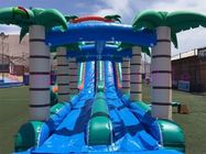 Selva Çift Şeritli PVC Şişme Su Kaydırağı Yüzme Havuzu ile Yeşil / Mavi Slayt