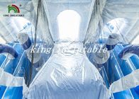 Dondurulmuş Kale Blow Up Fedai Combo Slayt Kale Mavi / Beyaz PVC Tente Kalesi