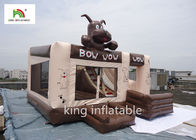 Kahverengi Köpek Şişme Atlama Evi 0.45-0.55mm PVC Tente Suya Dayanıklı