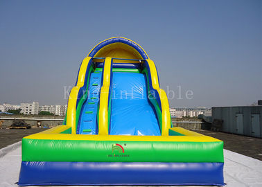 Toddler Şişme Su Kaydırağı Özelleştirilmiş 0.55mm PVC Tente Çift Şerit