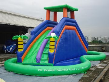 Turuncu ve Mavi 0.55mm PVC Tente Şişme Su Kaydırağı / Yeni tasarım Köy Kaydırağı
