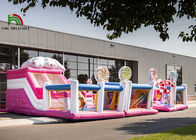 Slide ile Ticari Plato PVC 10m Pembe Candyland Şişme Eğlence Parkı