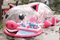 Commercial Pink Pig Inflatable Playground With Bubble Tent Cover